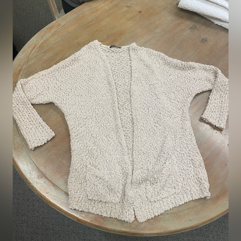 Open front popcorn knit cardigan from SHEIN size L